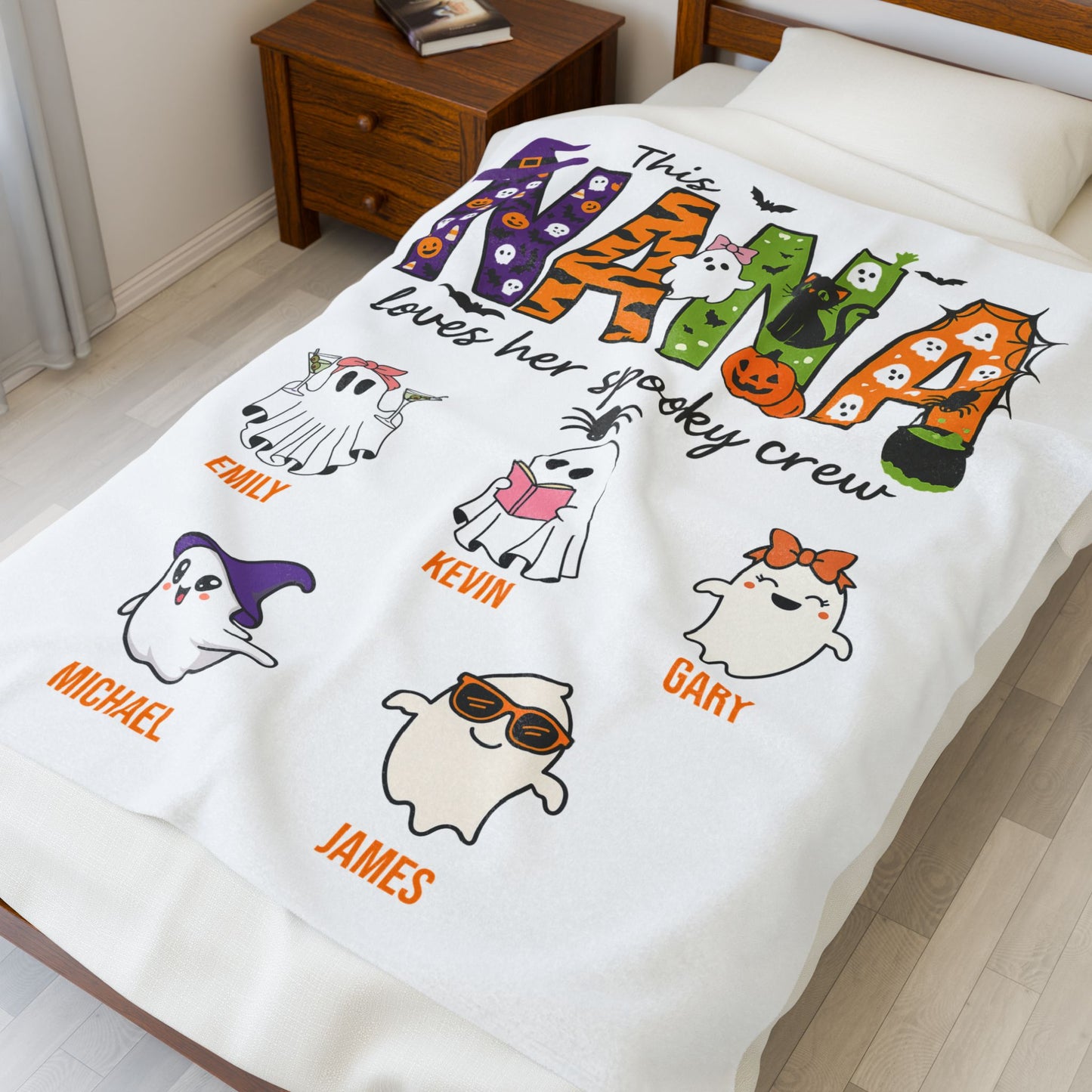 Nana Loves Her Spooky Crew Blanket – Personalized Halloween Gift - PersonalizedFury