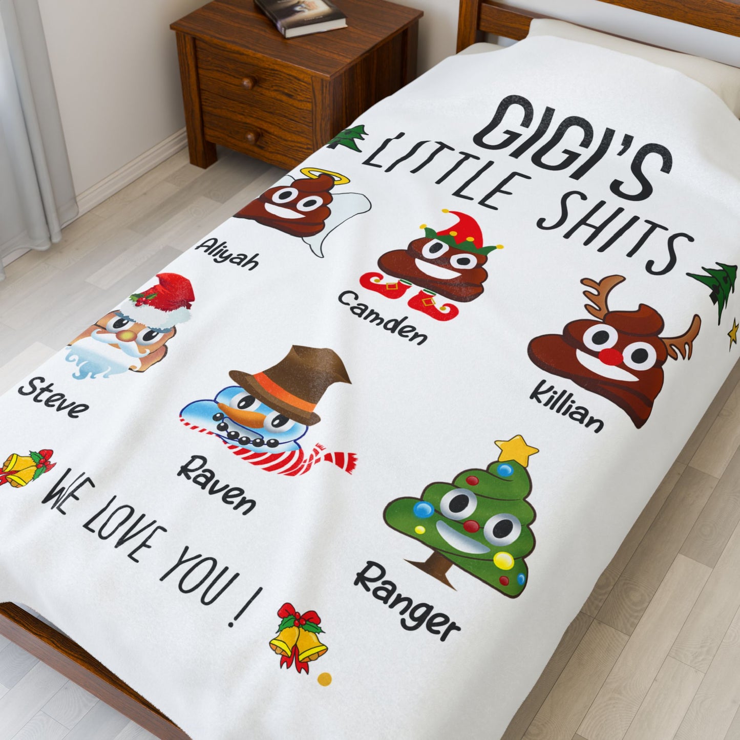 Personalized Gift For Gigi - Christmas Blanket with Grandkids names - PersonalizedFury