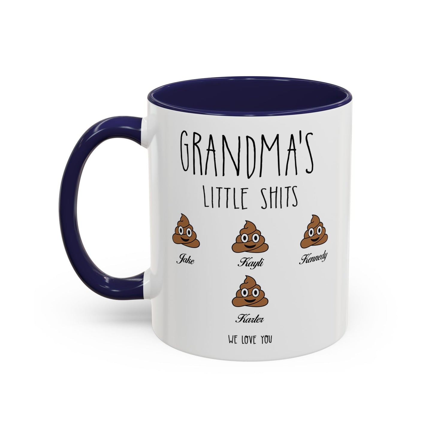 Personalized Grandma with Grandkids Names Accent Coffee Mug - PersonalizedFury