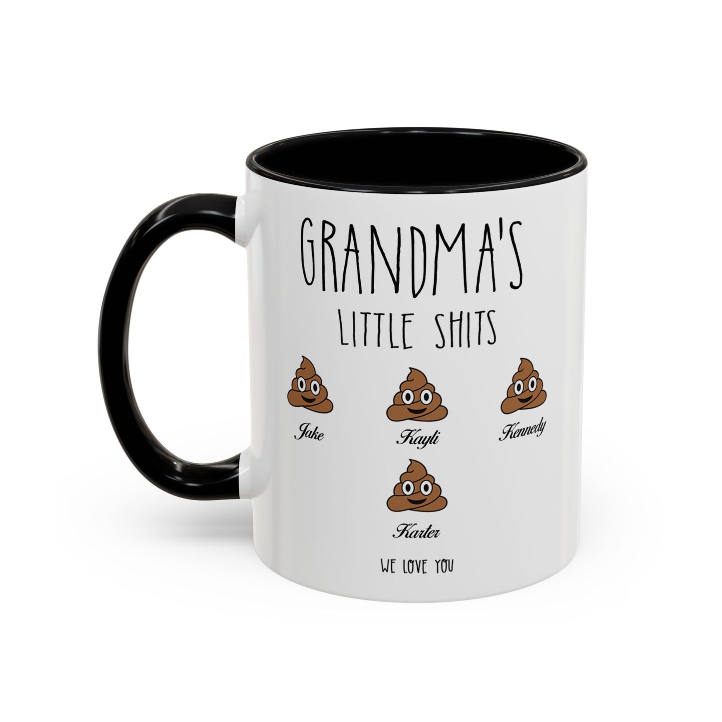 Personalized Grandma with Grandkids Names Accent Coffee Mug - PersonalizedFury