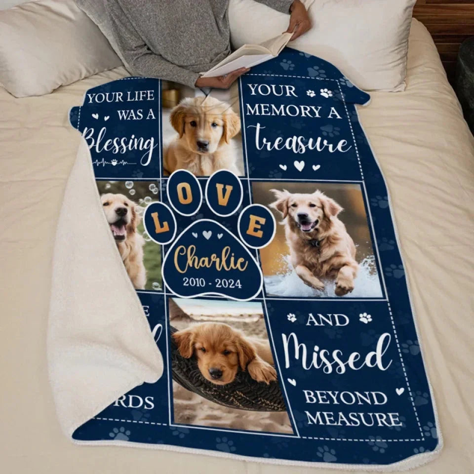 Personalized Pet Loss Blanket – Memory Gift with Dog Pictures - PersonalizedFury