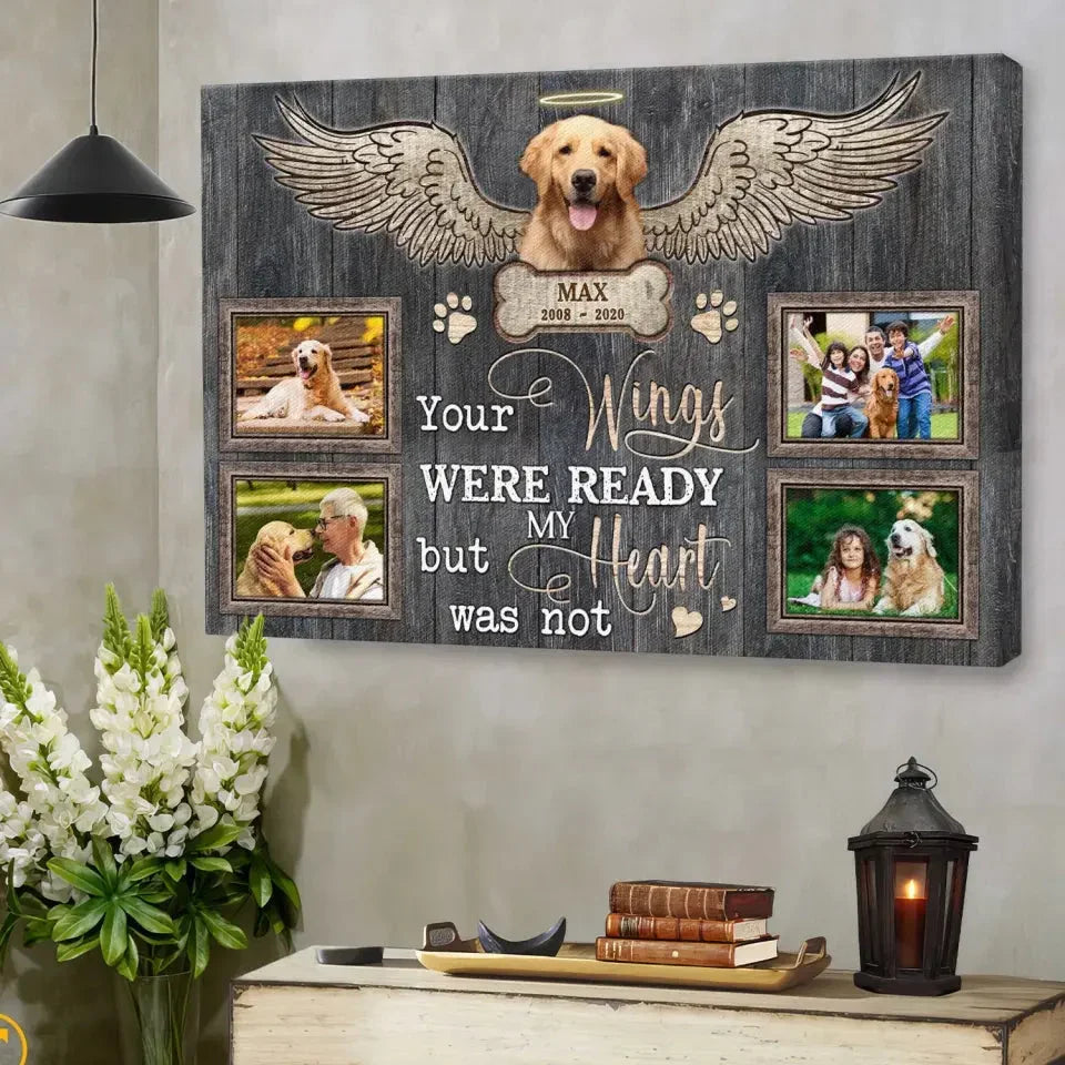 Dog Memorial Canvas – Your Wings Were Ready, Custom Photo Collage - PersonalizedFury