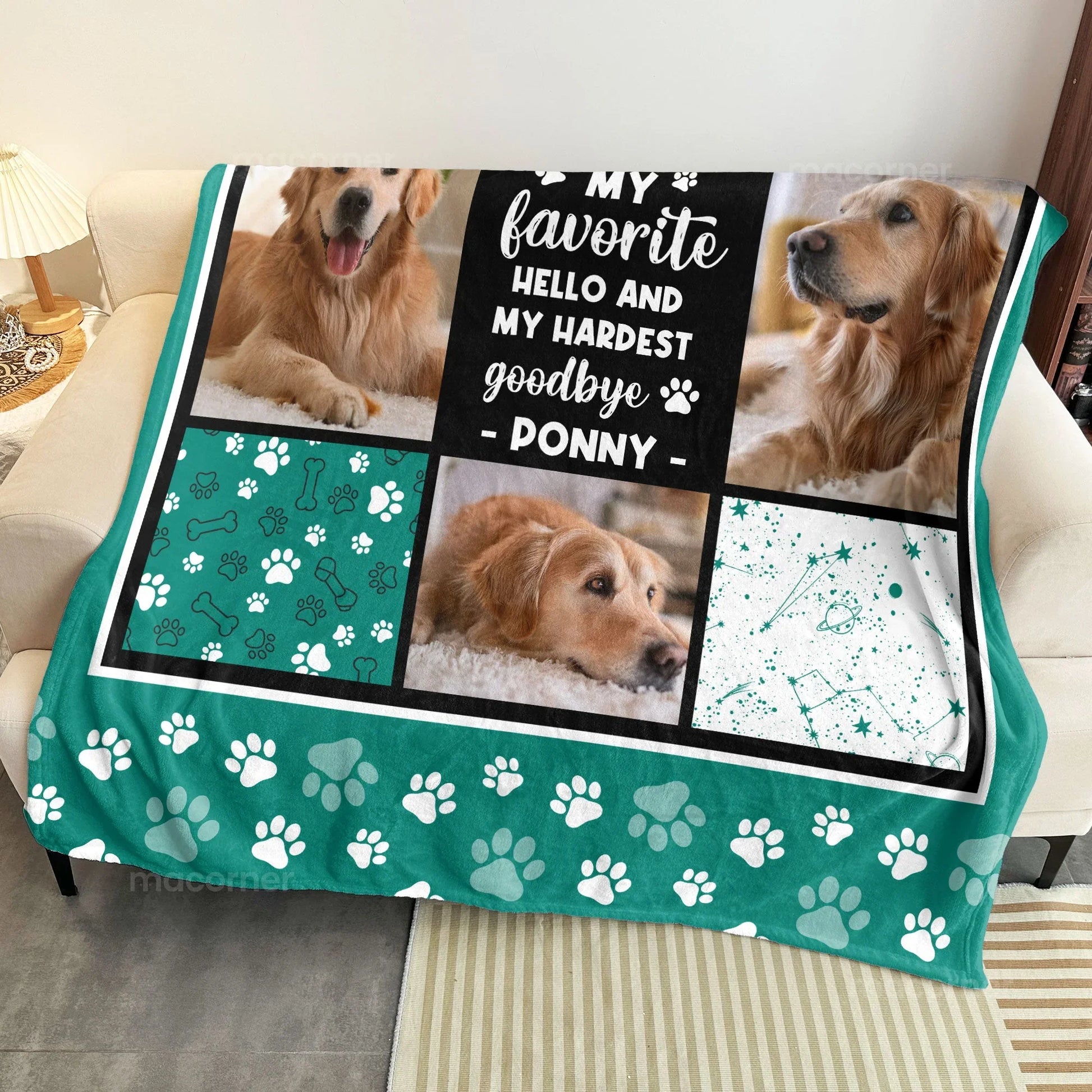 Custom Dog Memorial Gift – Favorite Hello, Hardest Goodbye Blanket - PersonalizedFury