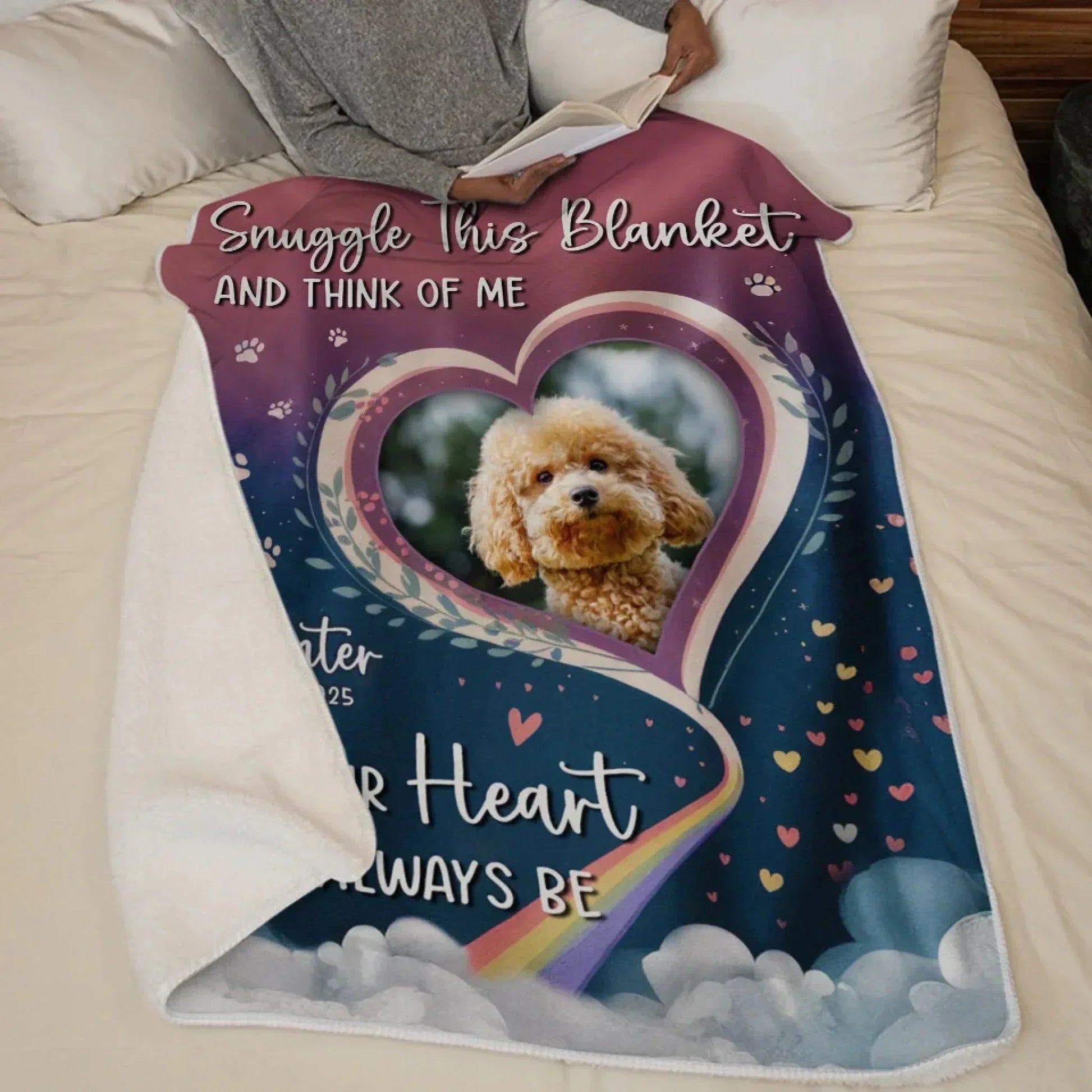 Custom Pet Memorial Gift – Snuggle this blanket & Rainbow Design - PersonalizedFury