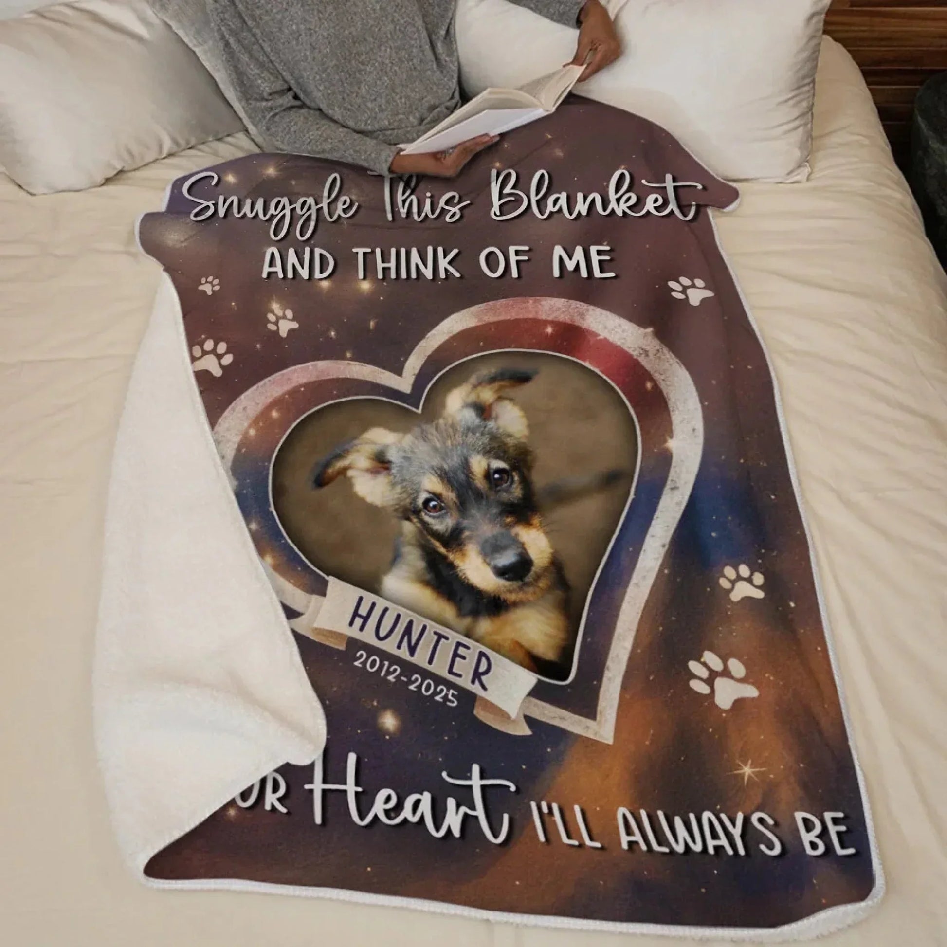 Pet Memorial Blanket – Custom Photo & “In Your Heart” Quote - Pet Loss Gift - PersonalizedFury