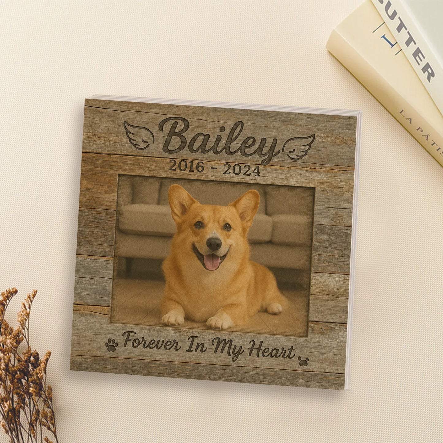 Pet Memorial Gift – Custom Dog Photo Wooden Photo Block