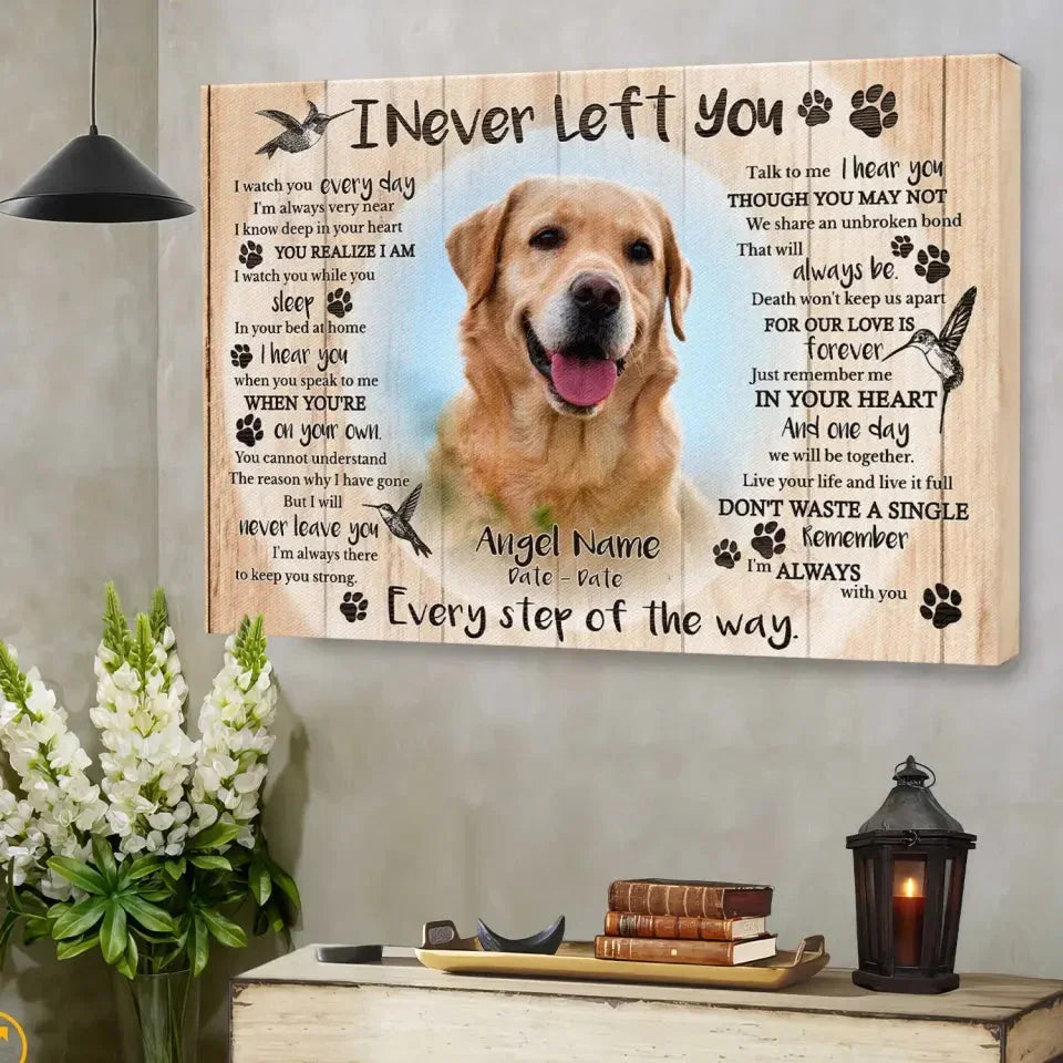 Custom Pet Memorial Canvas – I Never Left You Poem & Photo - PersonalizedFury