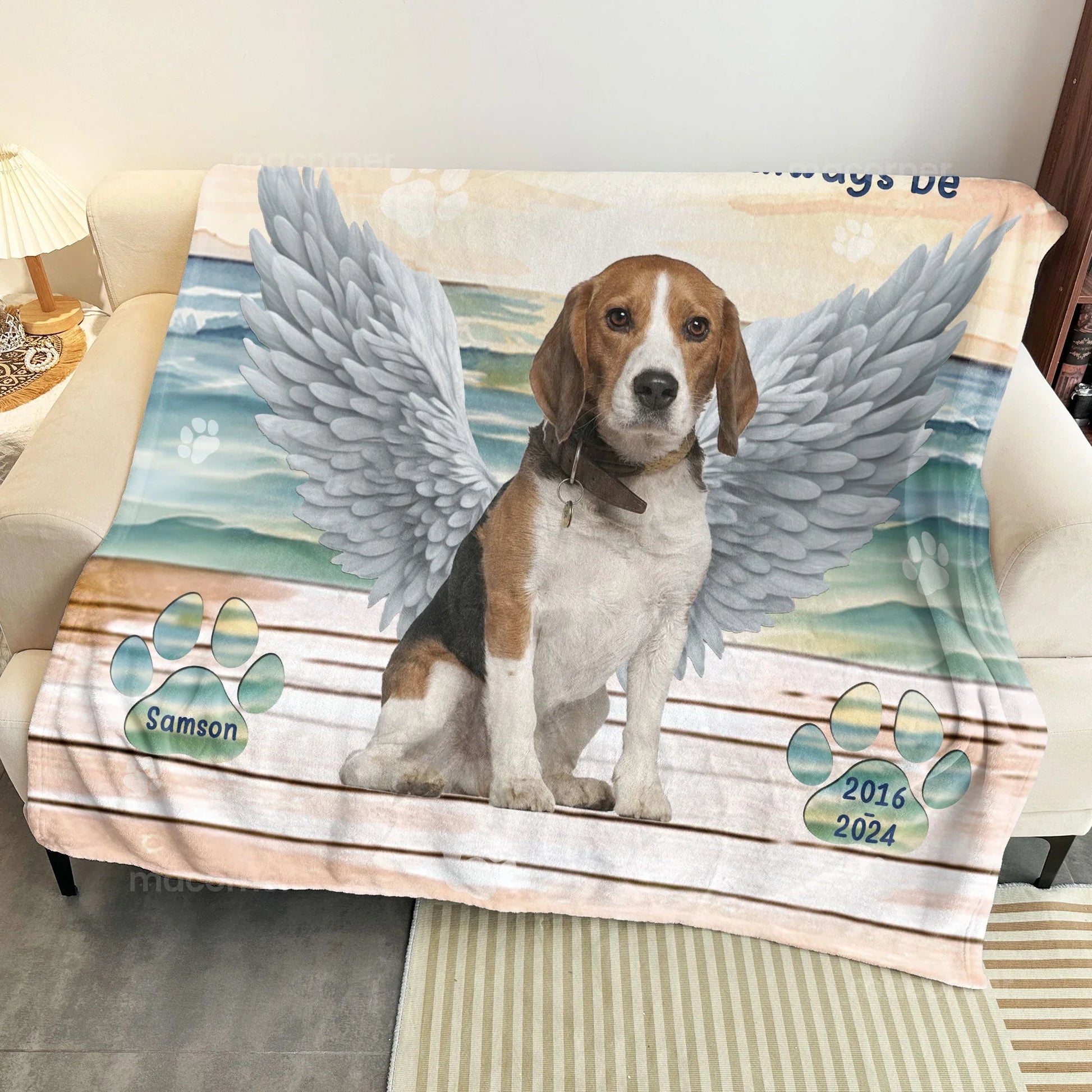 Pet Loss Blanket – Angel Wings Design with Name & Years - PersonalizedFury