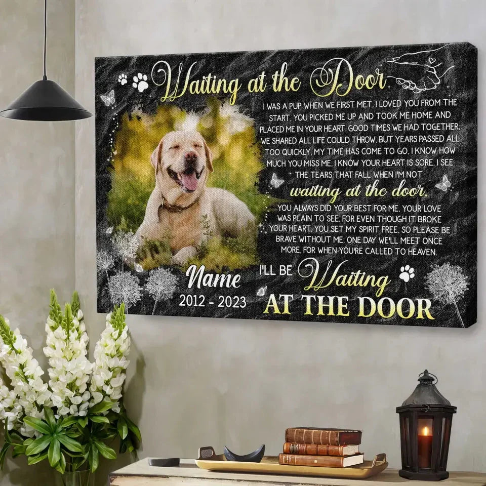 Dog Memorial Gift – Custom Photo Canvas Waiting at the Door - PersonalizedFury