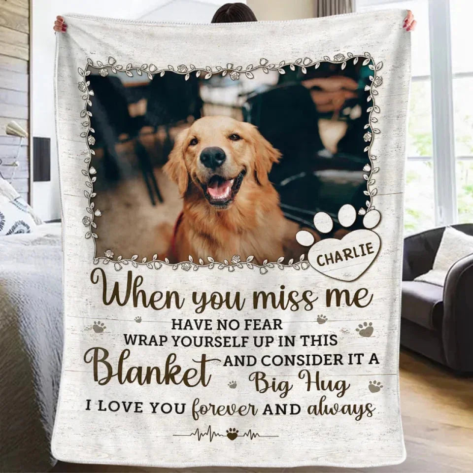 Personalized Pet Loss Gift – Big Hug from Dog in Heaven Blanket - PersonalizedFury