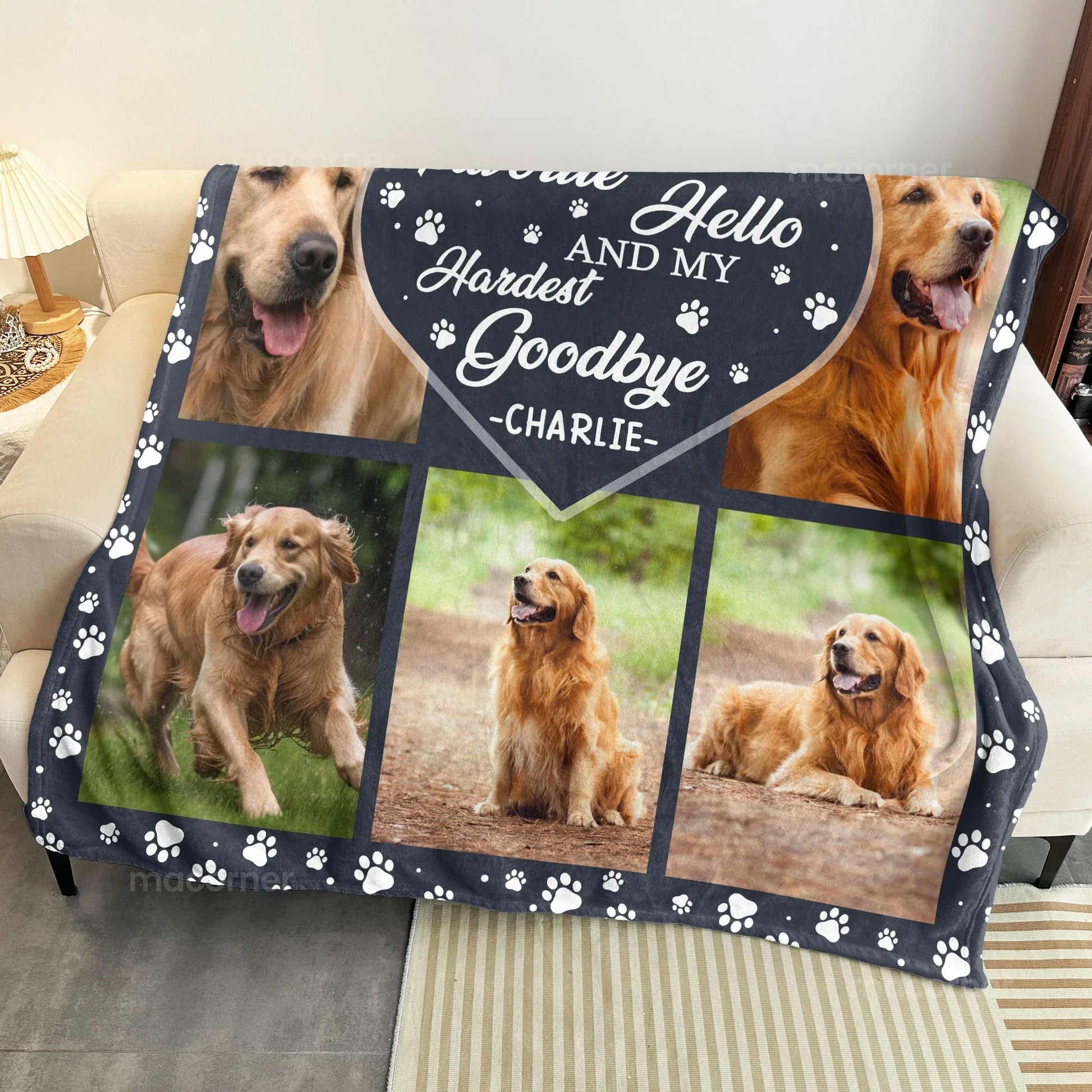 Dog Memorial Blanket – Favorite Hello, Hardest Goodbye - Pet Loss Gift - PersonalizedFury