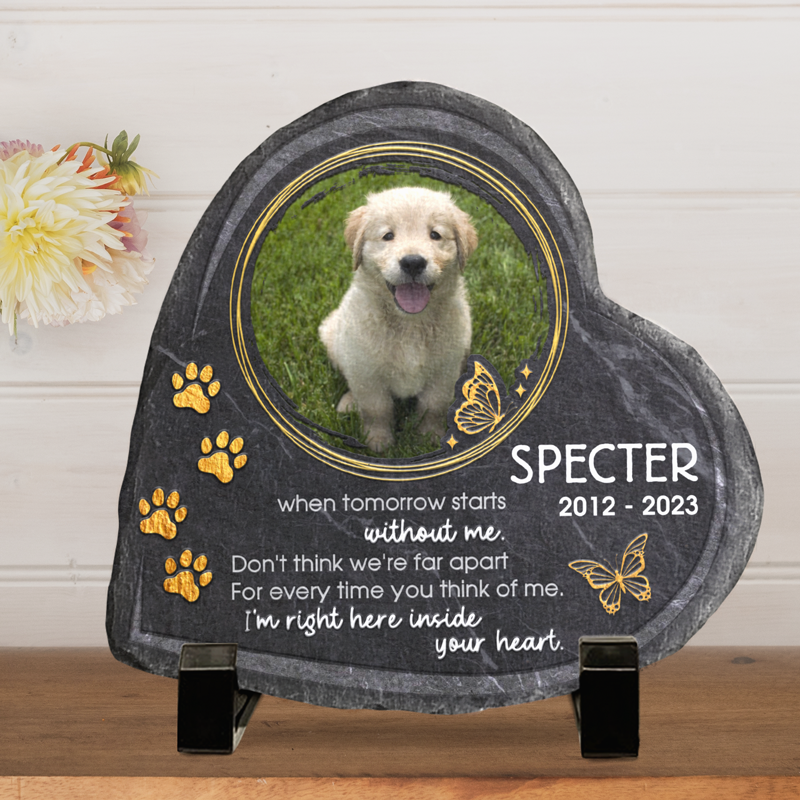 Don't Think We're Far Apart - Personalized Memorial Stone, Pet Grave Marker - Upload Image, Memorial Gift, Sympathy Gift
