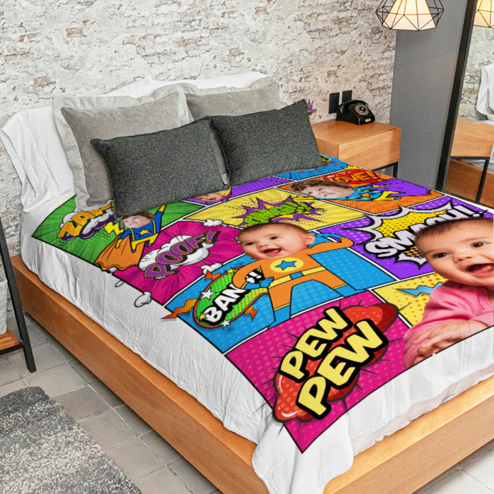 Super Heroes - Personalized Custom Blanket - Upload Image, Gift For Family, Christmas Gift