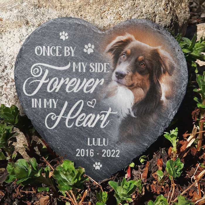 Custom Photo Heart Shaped Memorial Stone - Personalized Pet Memorial Sympathy Gifts For Dogs, Cats - Cherished Memories, Endless Love