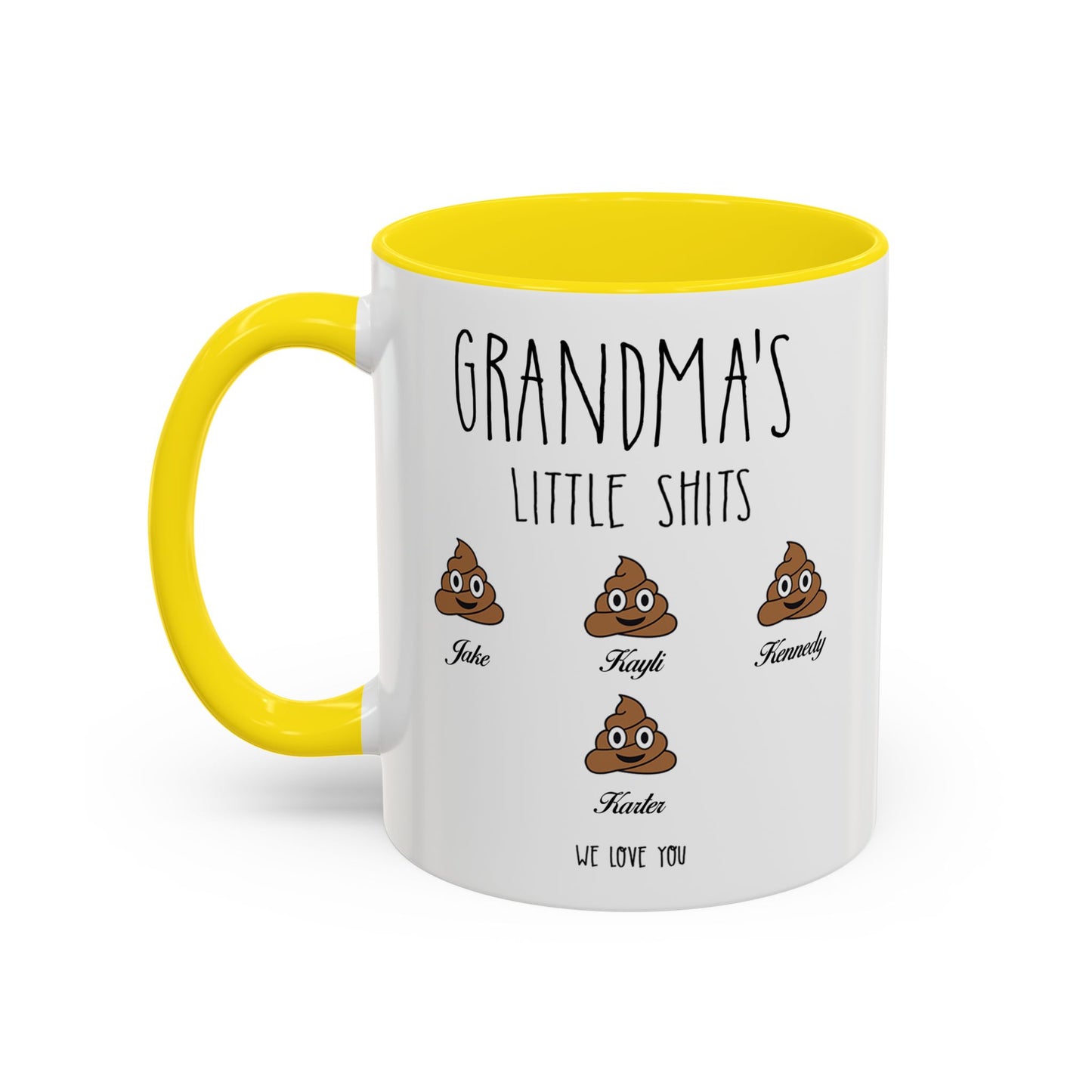 Personalized Grandma with Grandkids Names Accent Coffee Mug - PersonalizedFury