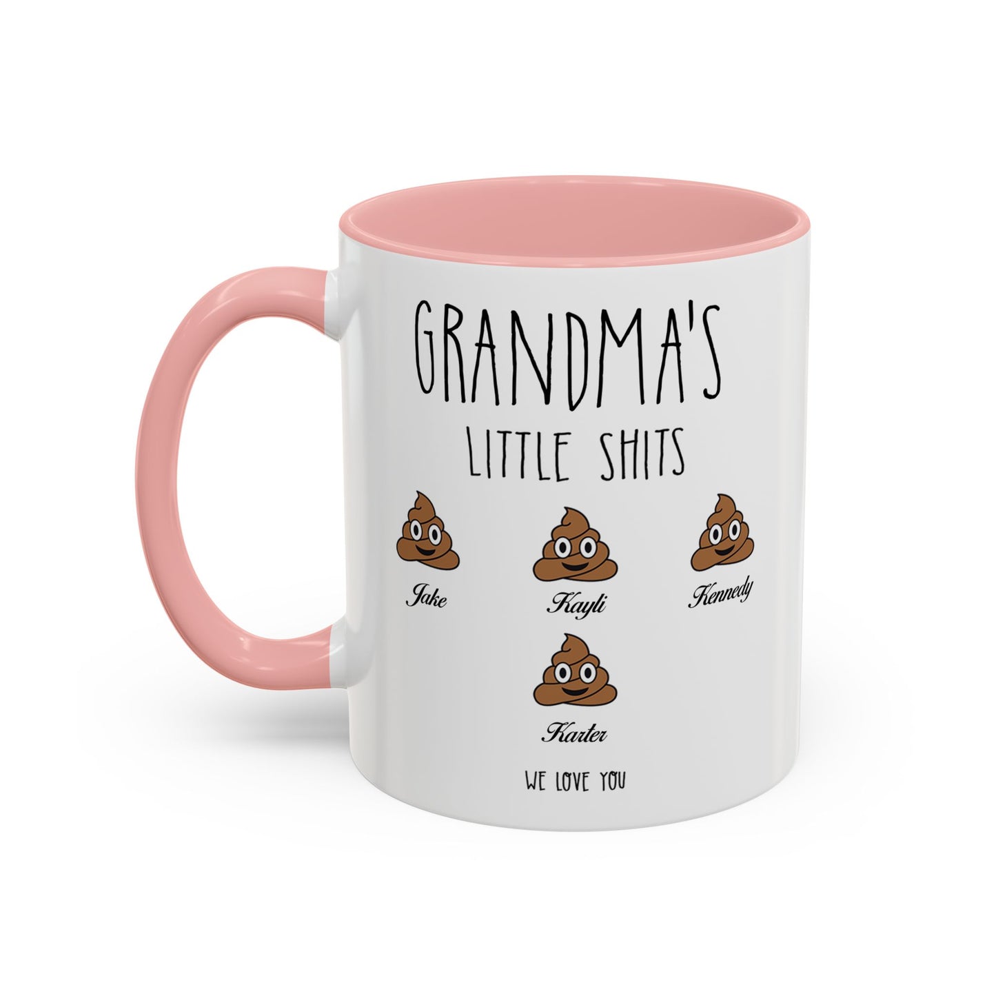 Personalized Grandma with Grandkids Names Accent Coffee Mug - PersonalizedFury