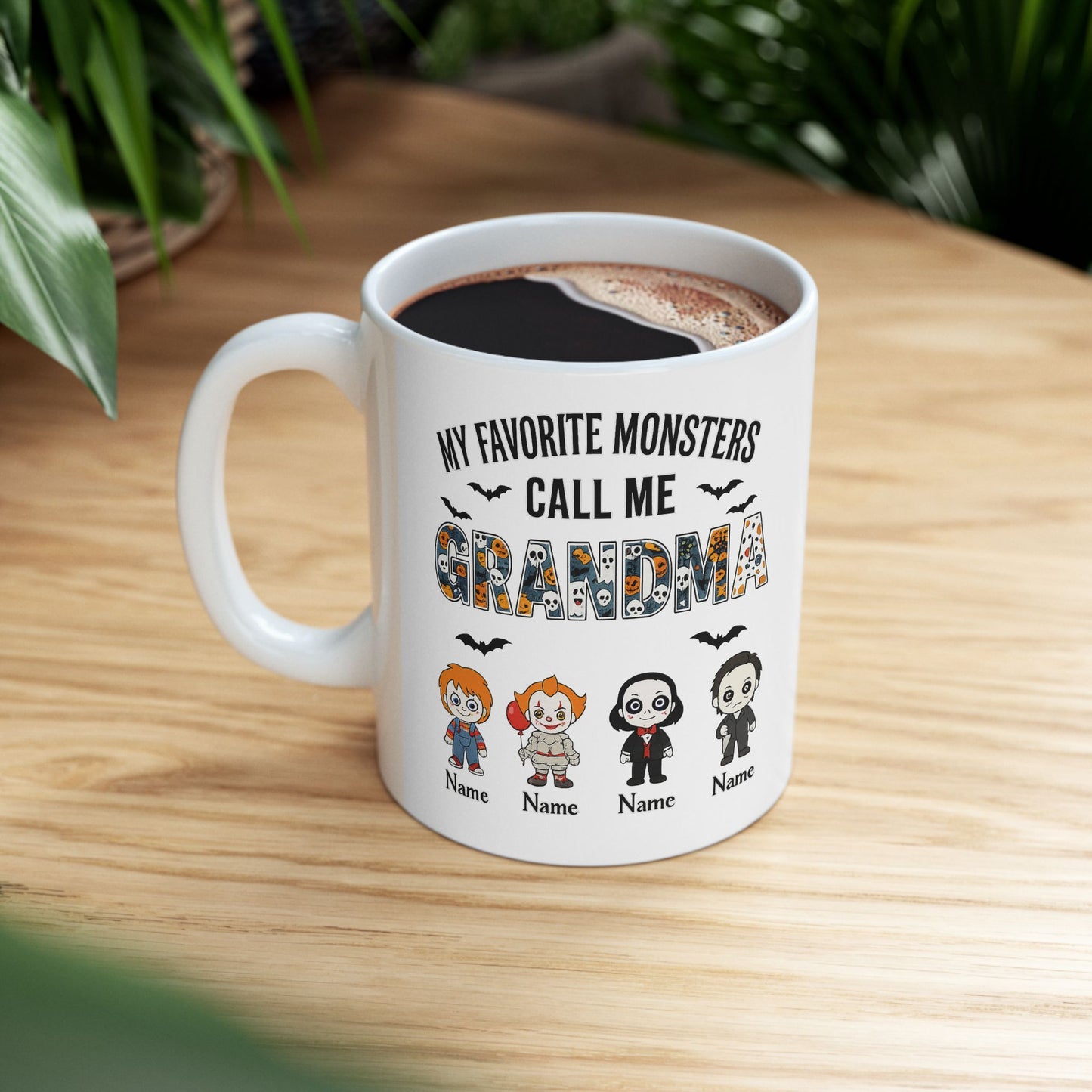 Halloween Gift for Grandma - Custom Little Monsters Coffee Mug - PersonalizedFury