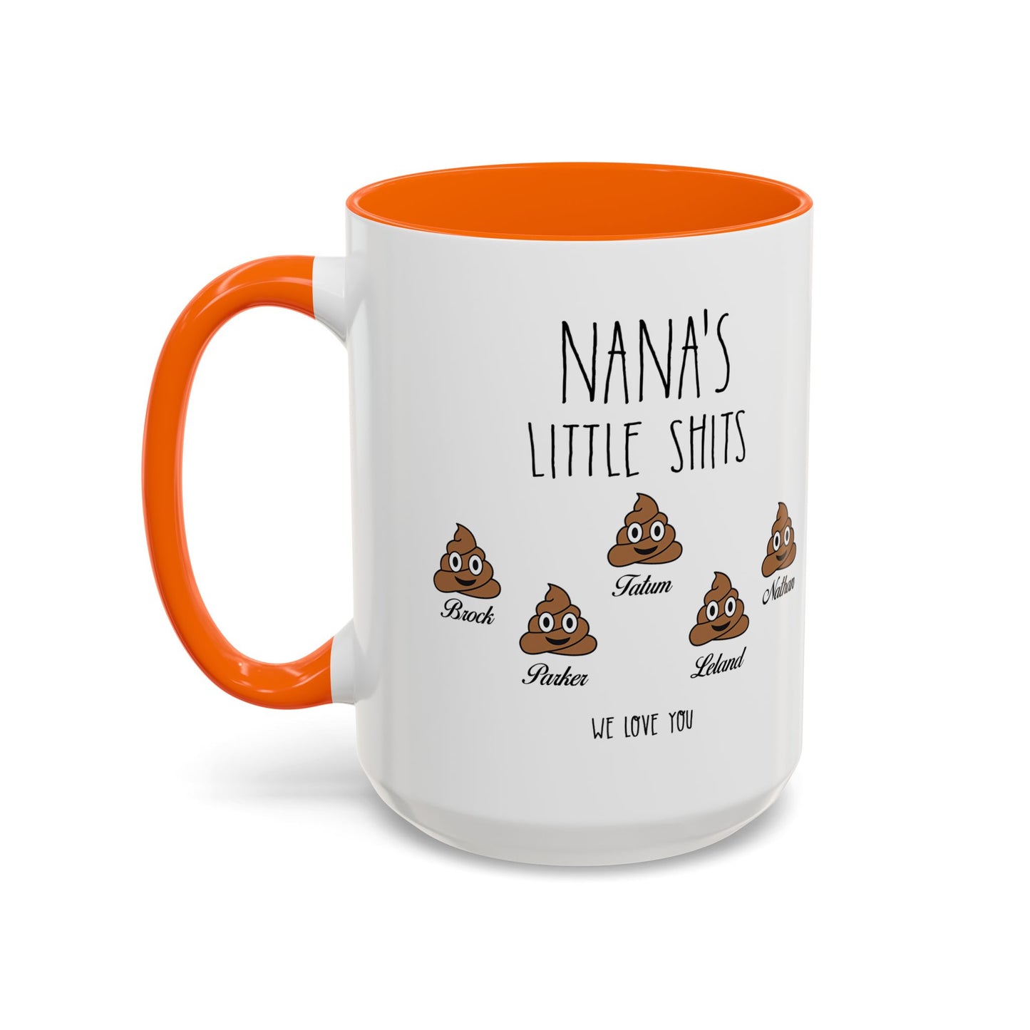 Personalized Nana with Grandkids Names Accent Coffee Mug - Gift For Family - PersonalizedFury