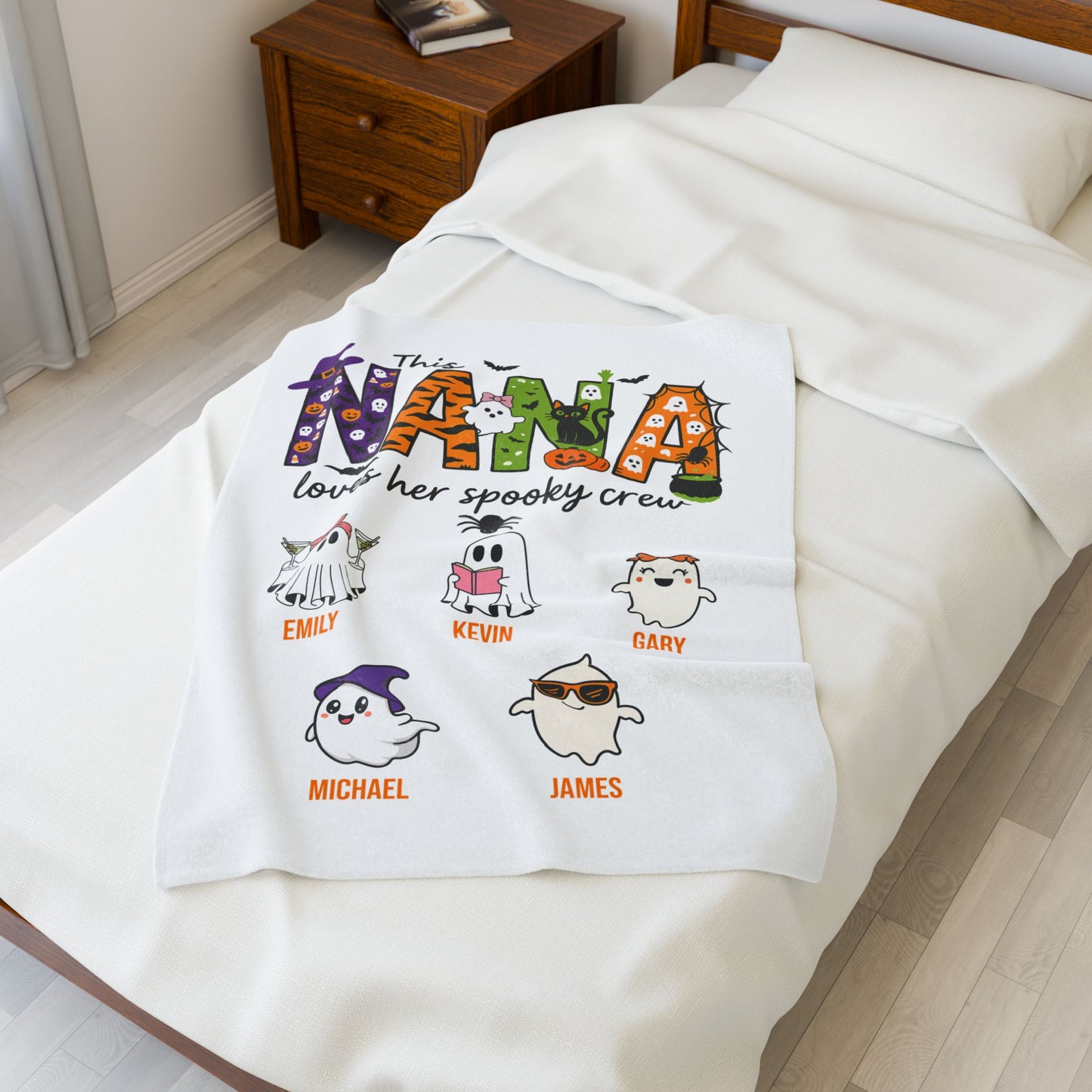 Nana Loves Her Spooky Crew Blanket – Personalized Halloween Gift - PersonalizedFury