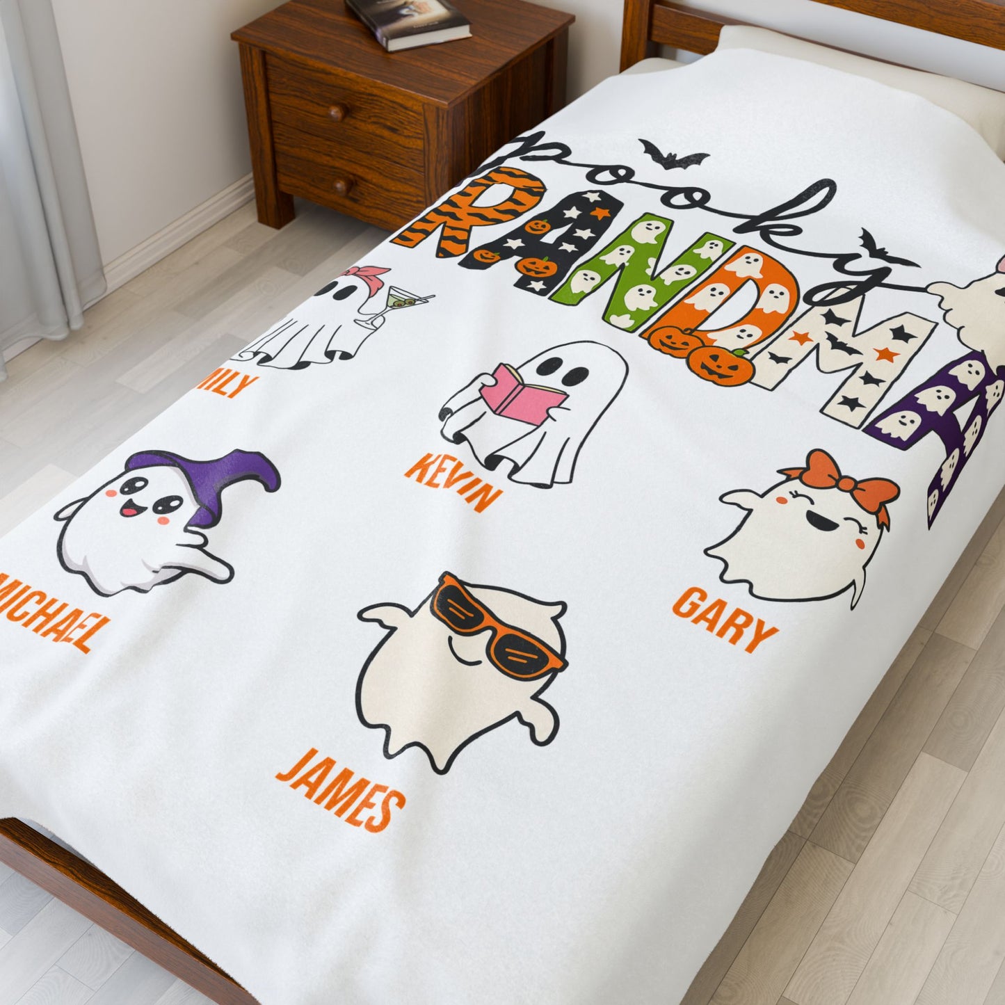 Spooky Grandma Blanket – Personalized Halloween Gift with Grandkids’ Names - PersonalizedFury
