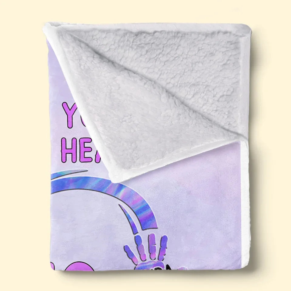 Whenever You Touch This Heart - Family Personalized Custom Blanket - Gift For Mom, Grandma