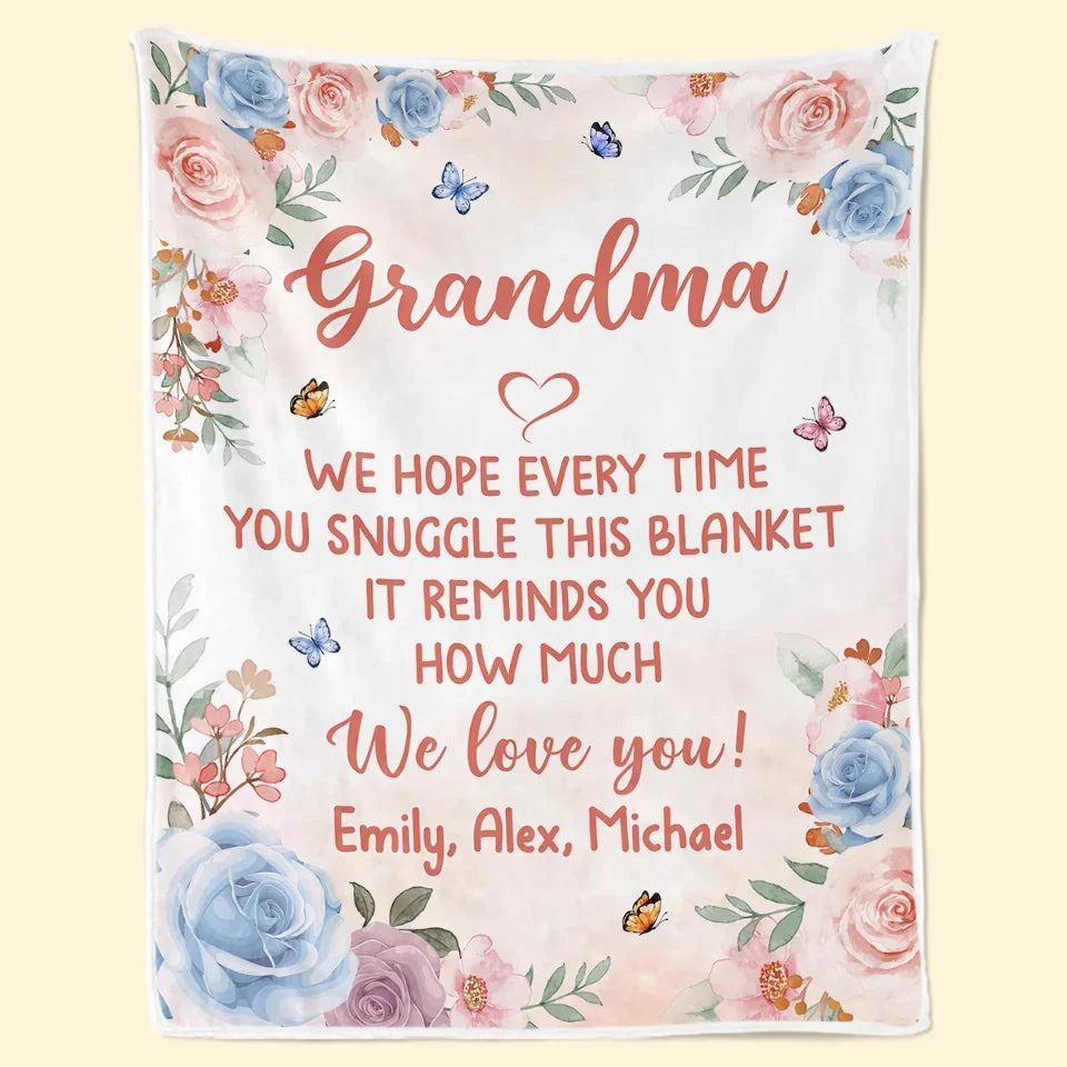 We Love You Grandma - Family Personalized Custom Blanket - Mother's Day, Gift For Mom, Grandma