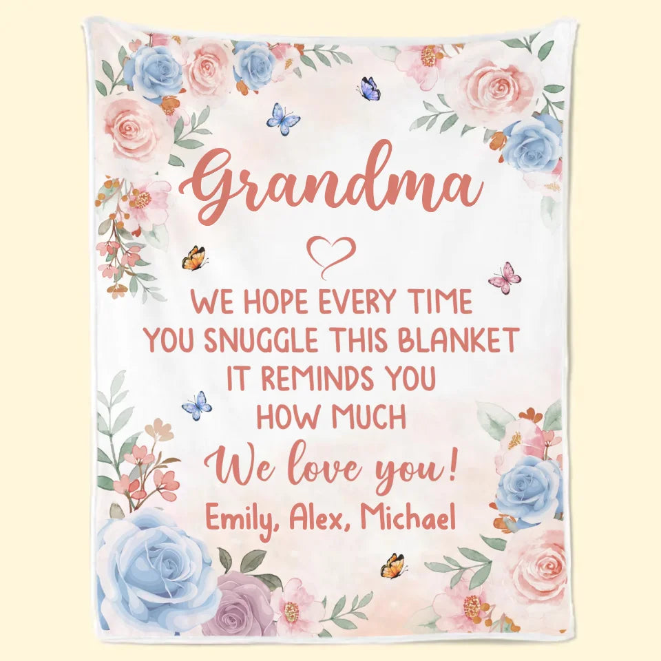 We Love You Grandma - Family Personalized Custom Blanket - Mother's Day, Gift For Mom, Grandma