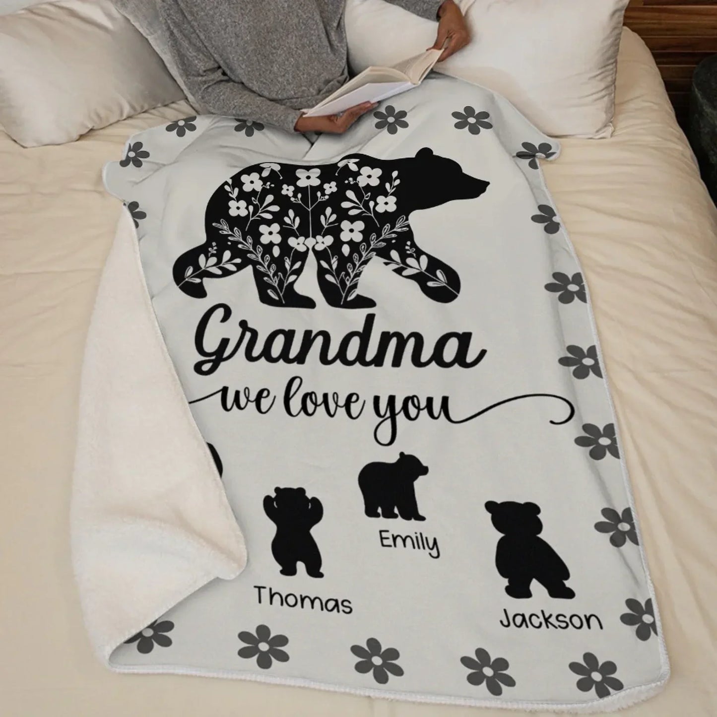 Grandma Fill Our Hearts With Love - Family Personalized Custom Blanket - Gift For Mom, Grandma