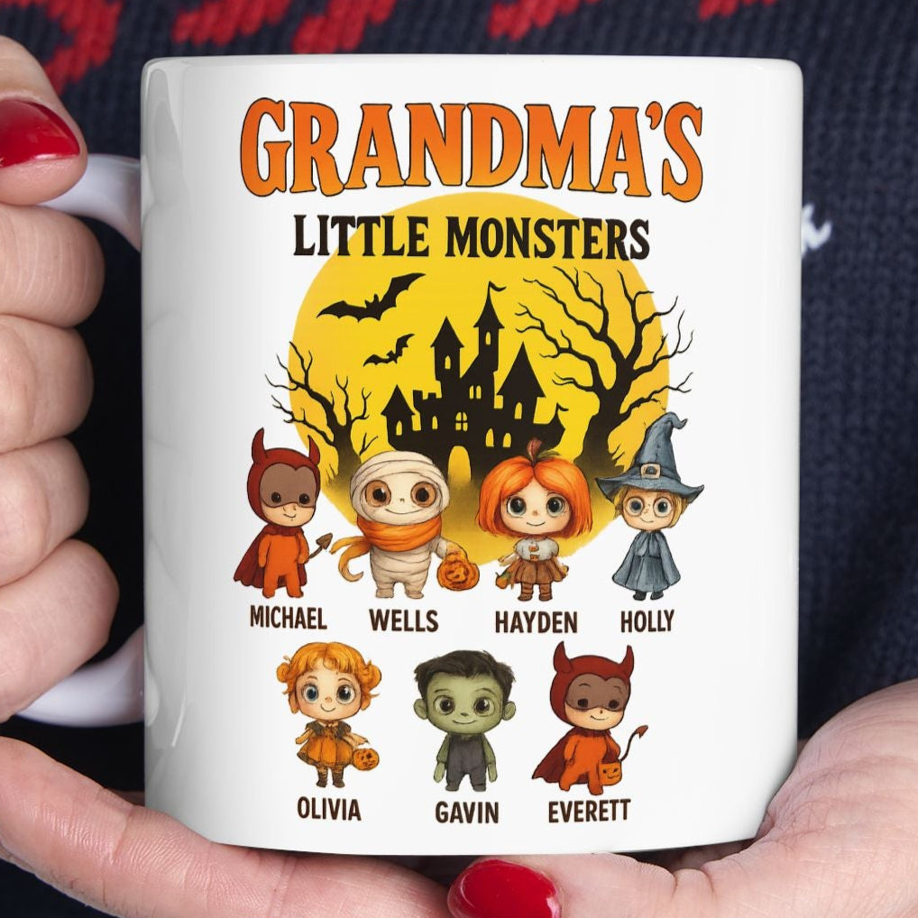 Grandma's Little Monsters Coffee Mug - Personalized Halloween Gift for Grandma - PersonalizedFury