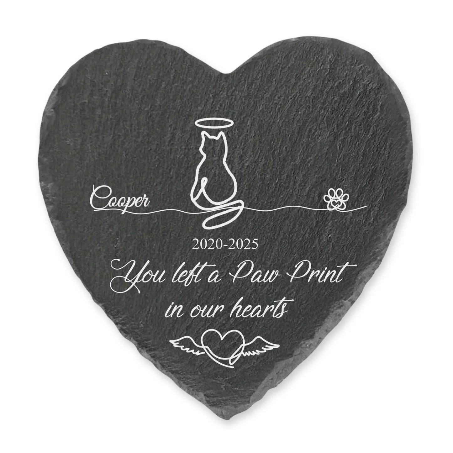 You Left A Paw Print In Our Hearts - Personalized Memorial Stone, Gift For The One Loss Cat, Sympathy Gift