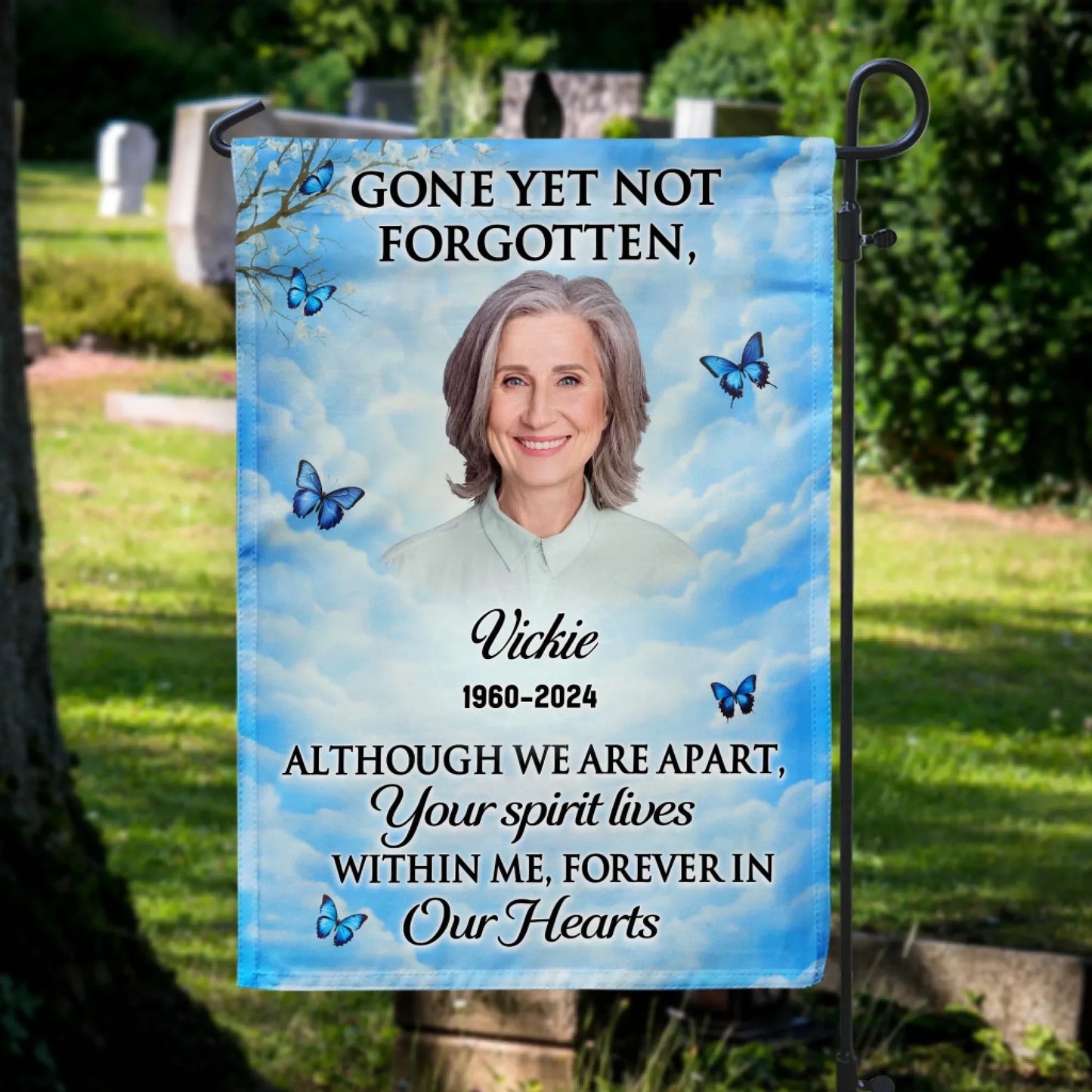 Your Spirit Lives Within Me Forever In My Heart - Personalized Garden Flag, Memorial Gift, Loss Of Loved One Gift