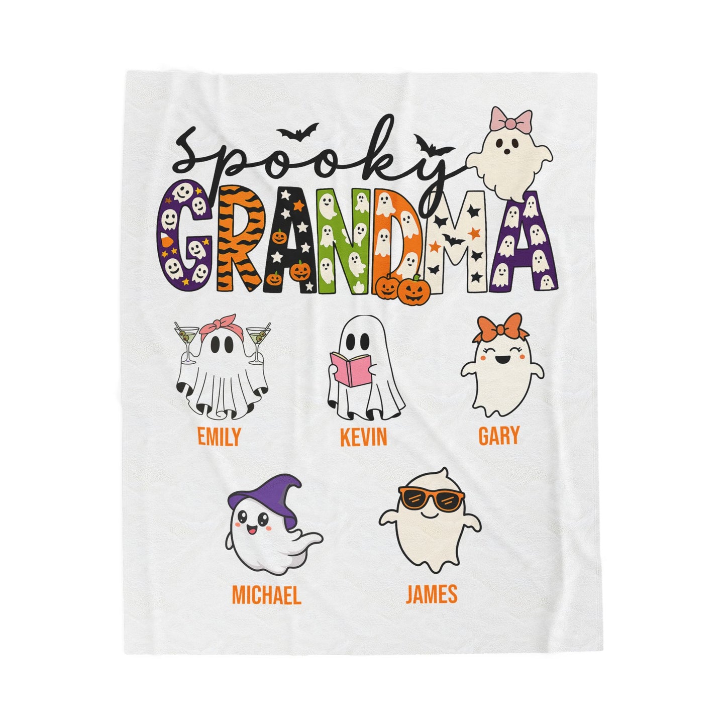 Spooky Grandma Blanket – Personalized Halloween Gift with Grandkids’ Names - PersonalizedFury