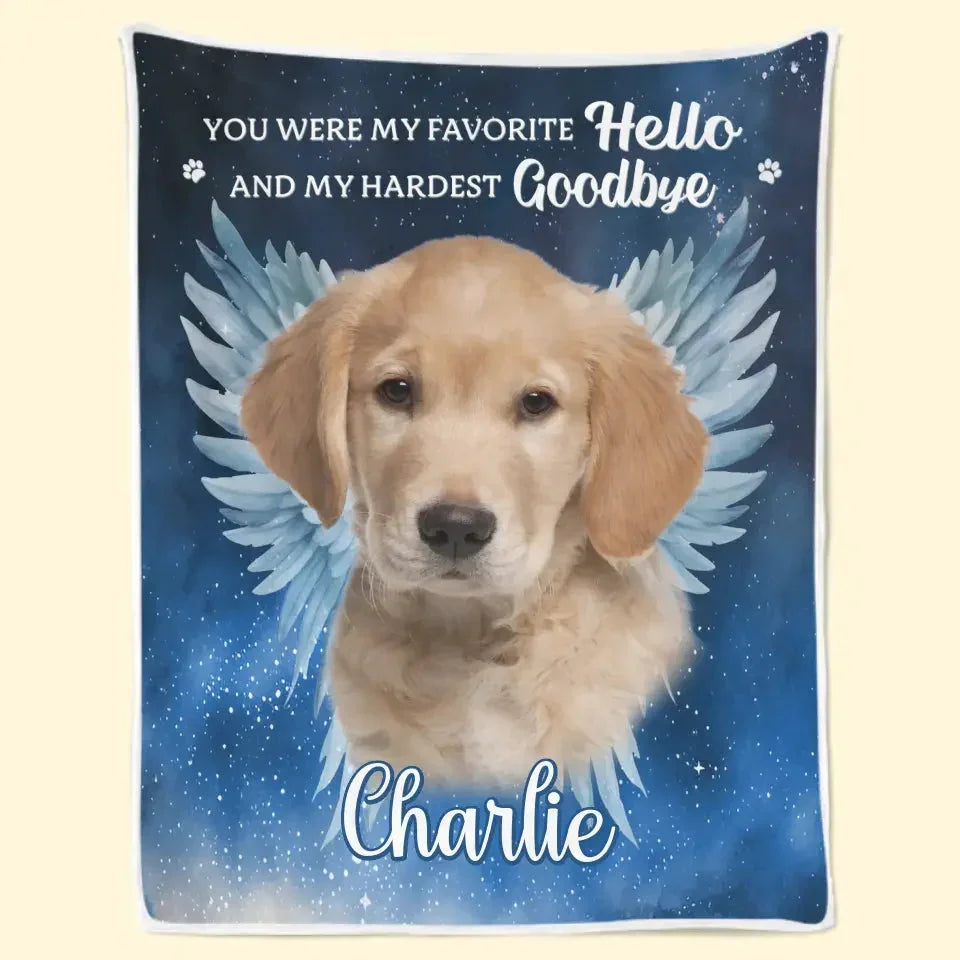 Custom Dog Memorial Blanket – Favorite Hello Angel Wings - PersonalizedFury