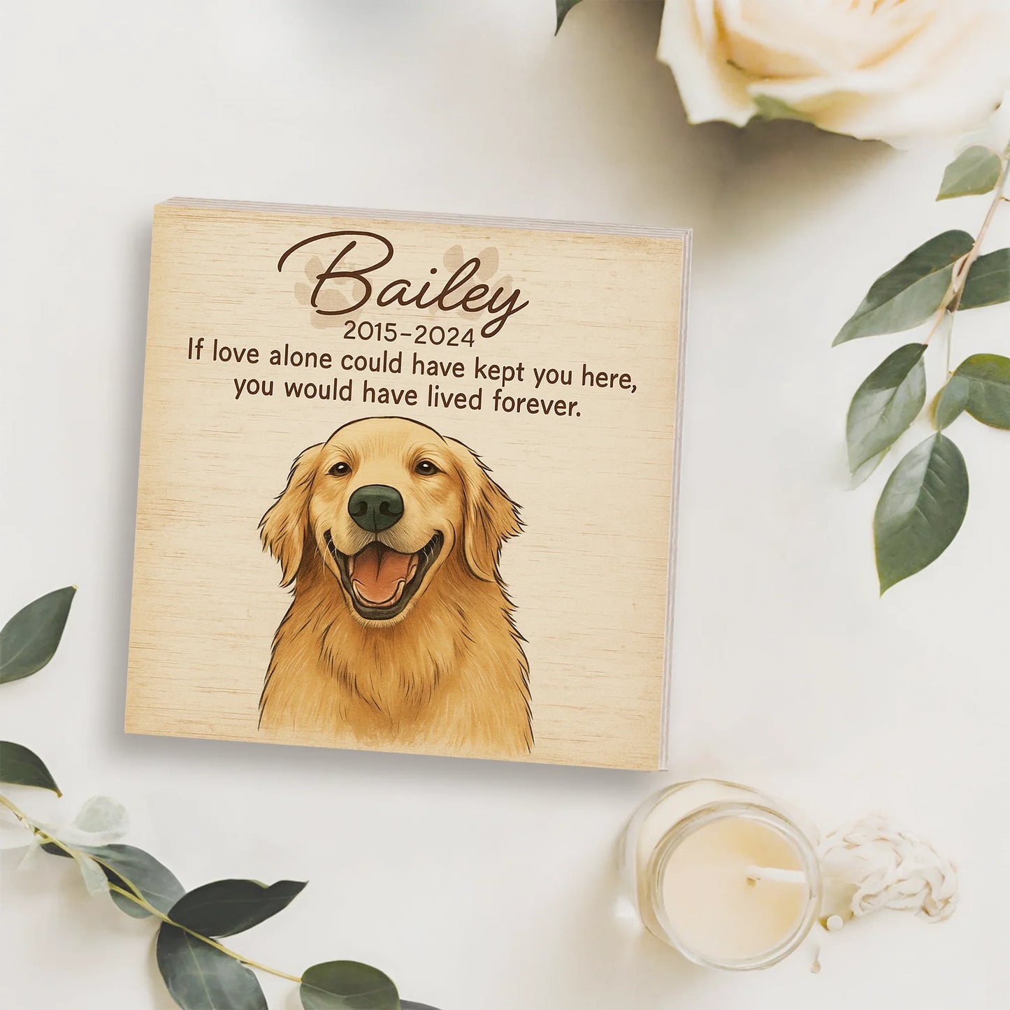Dog Memorial Frame – Personalized Cartoon Portrait with Pet’s Name