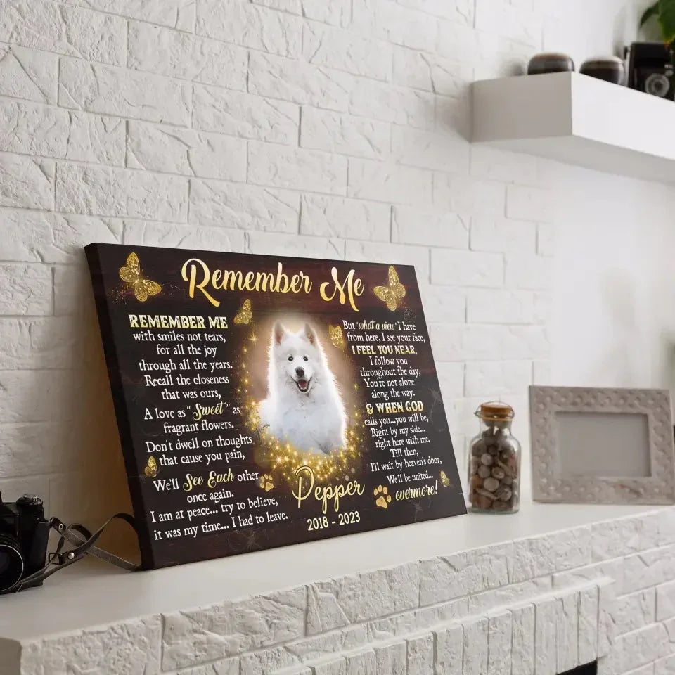 Custom Pet Loss Canvas – “Remember Me” Poem with Photo & Name - PersonalizedFury
