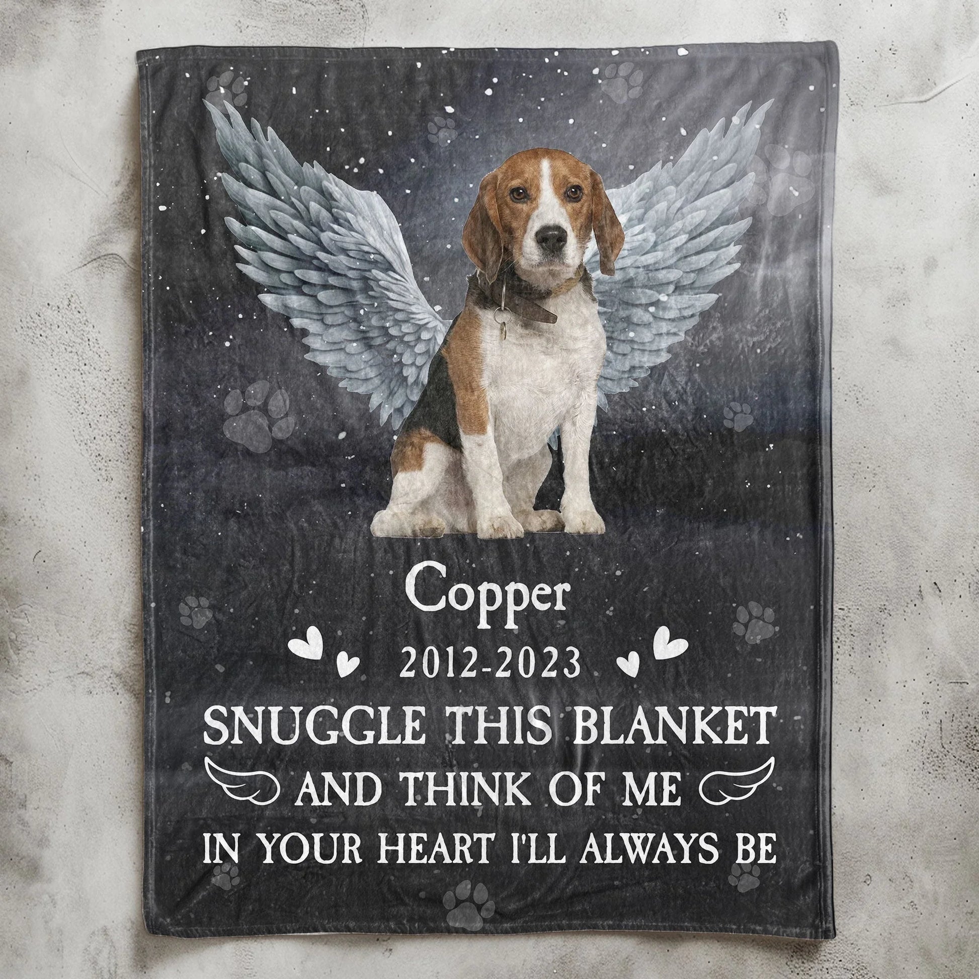 Snuggle this blanket and think of me – Personalized Dog Memorial Gift - PersonalizedFury