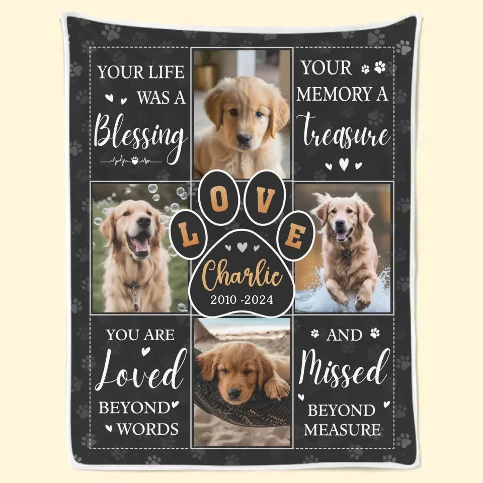 Personalized Pet Loss Blanket – Memory Gift with Dog Pictures - PersonalizedFury