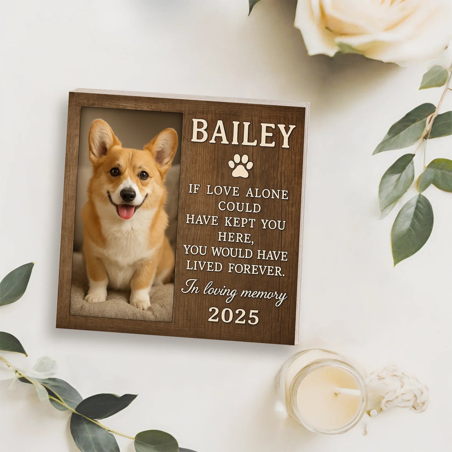 Personalized Pet Memorial Gift – Dog Photo Printed on Wood Frame