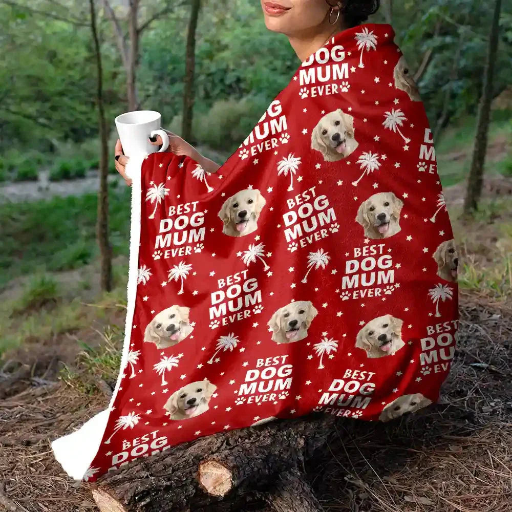 Best Dog Mom Dad Ever Blanket – Custom Face Dog Lover Gift - PersonalizedFury