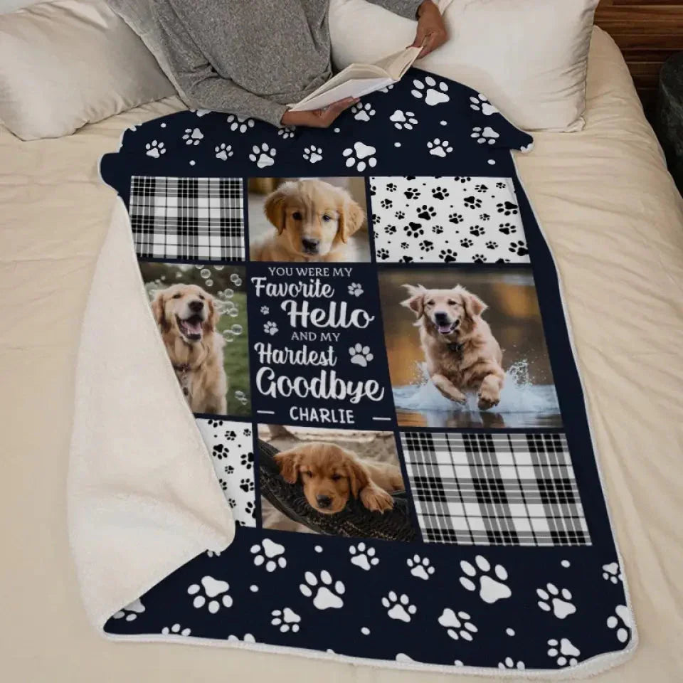 Pet Memorial Photo Blanket – Favorite Hello Hardest Goodbye - PersonalizedFury