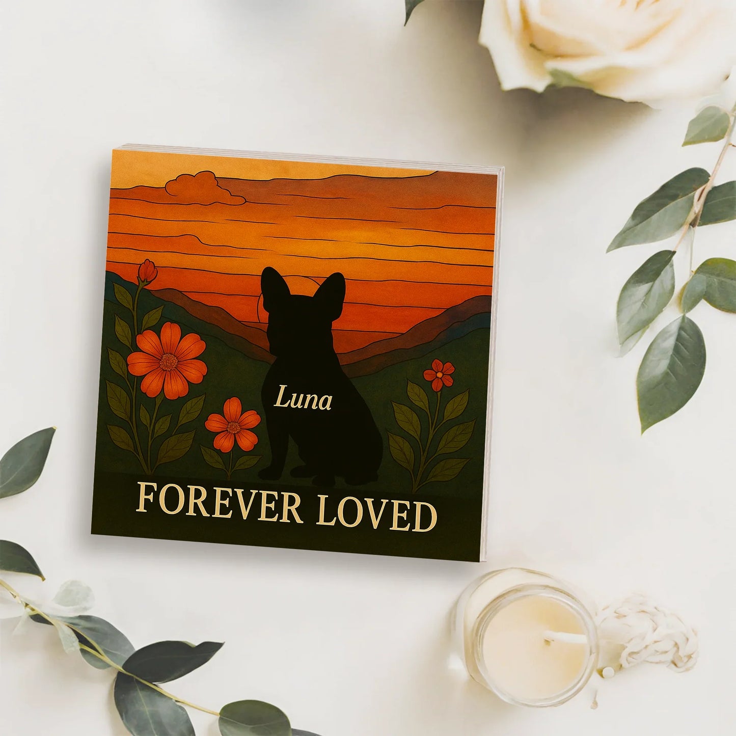 Dog Memorial Wooden Frame – Forever Loved Pet Loss Photo Gift