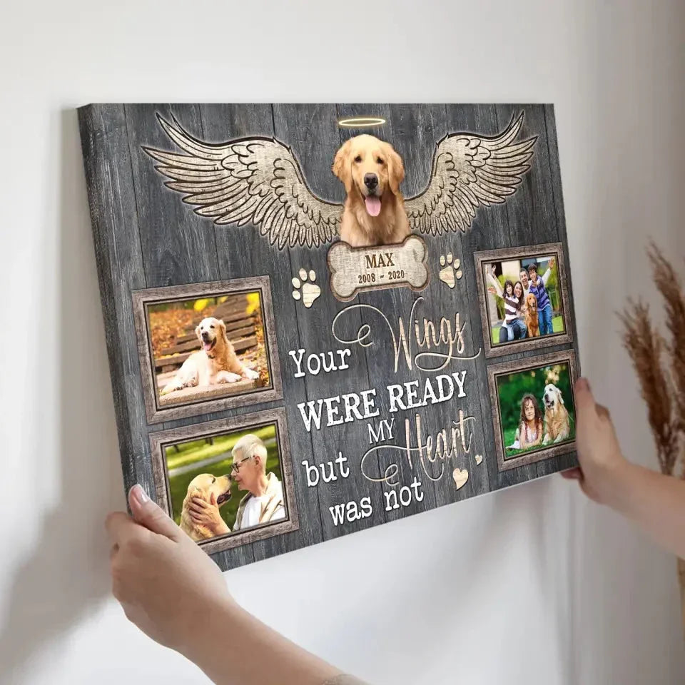 Dog Memorial Canvas – Your Wings Were Ready, Custom Photo Collage - PersonalizedFury