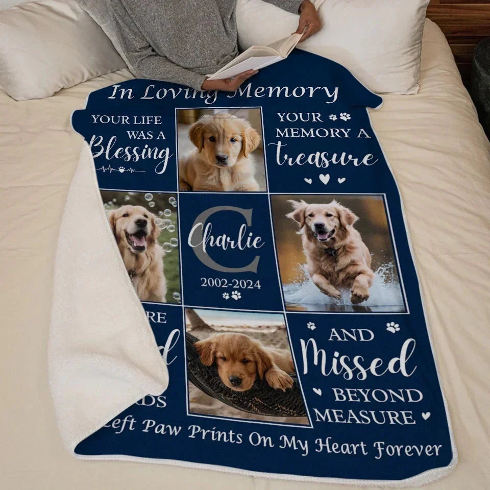 Personalized Pet Memorial Blanket – In Loving Memory Dog Memorial Gift - PersonalizedFury
