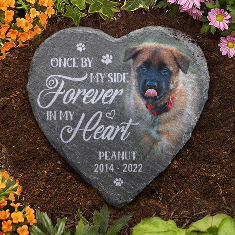 Custom Photo Heart Shaped Memorial Stone - Personalized Pet Memorial Sympathy Gifts For Dogs, Cats - Cherished Memories, Endless Love