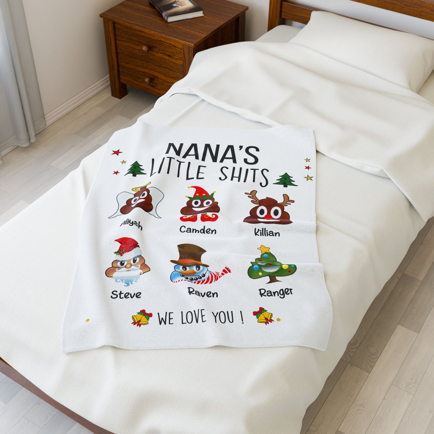 Christmas Gift For Nana - Custom Grandma with Grandkids Names Blanket - PersonalizedFury