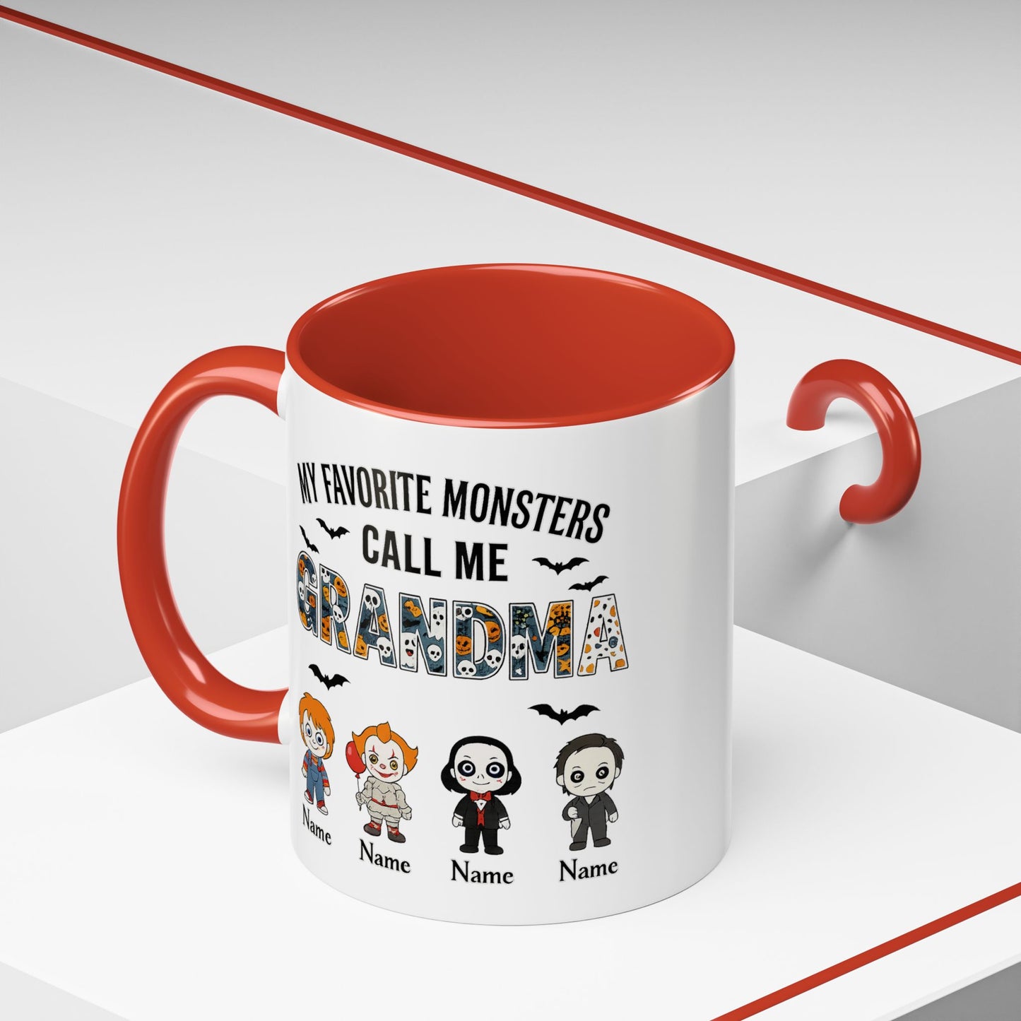 Custom My Favorite Monsters Call me Grandma Accent Coffee Mug - PersonalizedFury