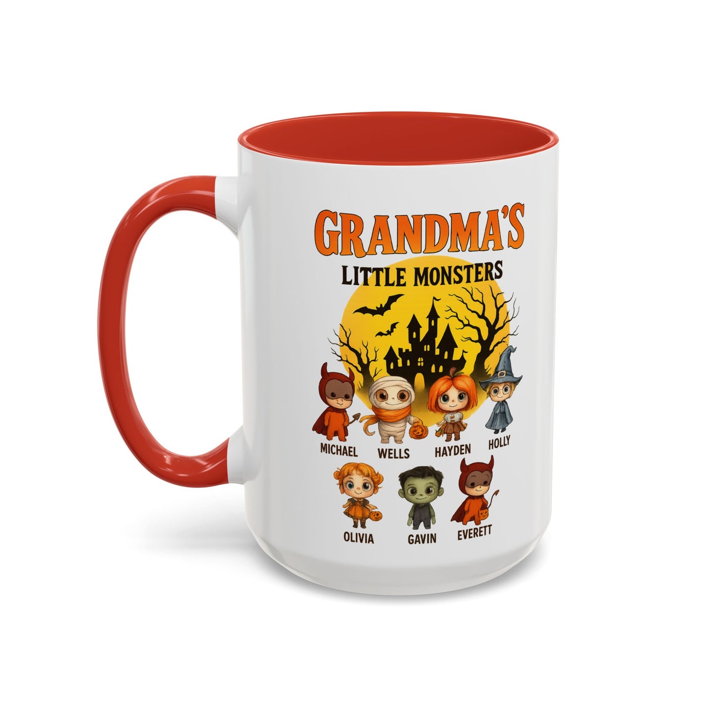 Grandma's Little Monsters Accent Coffee Mug - PersonalizedFury