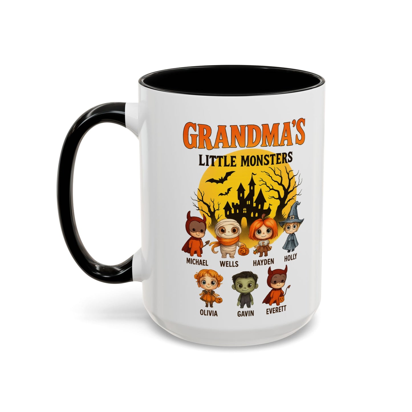 Grandma's Little Monsters Accent Coffee Mug - PersonalizedFury
