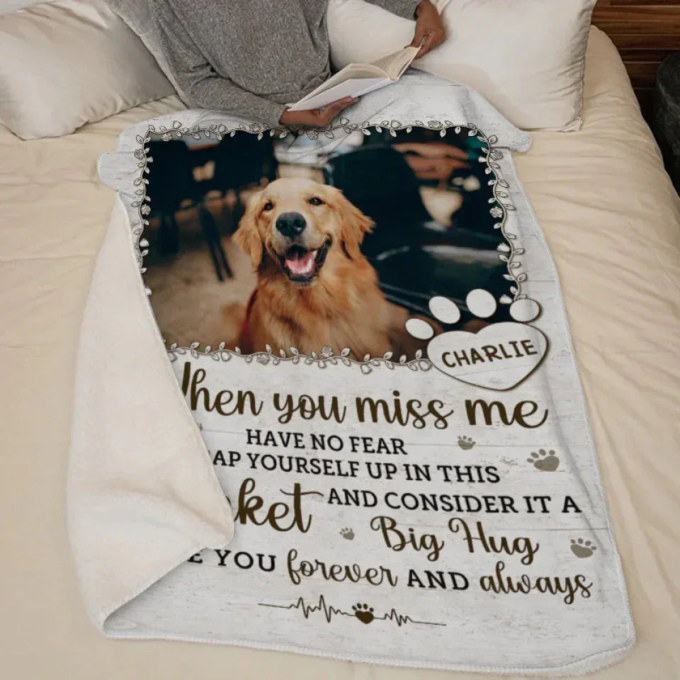 Personalized Pet Loss Gift – Big Hug from Dog in Heaven Blanket - PersonalizedFury