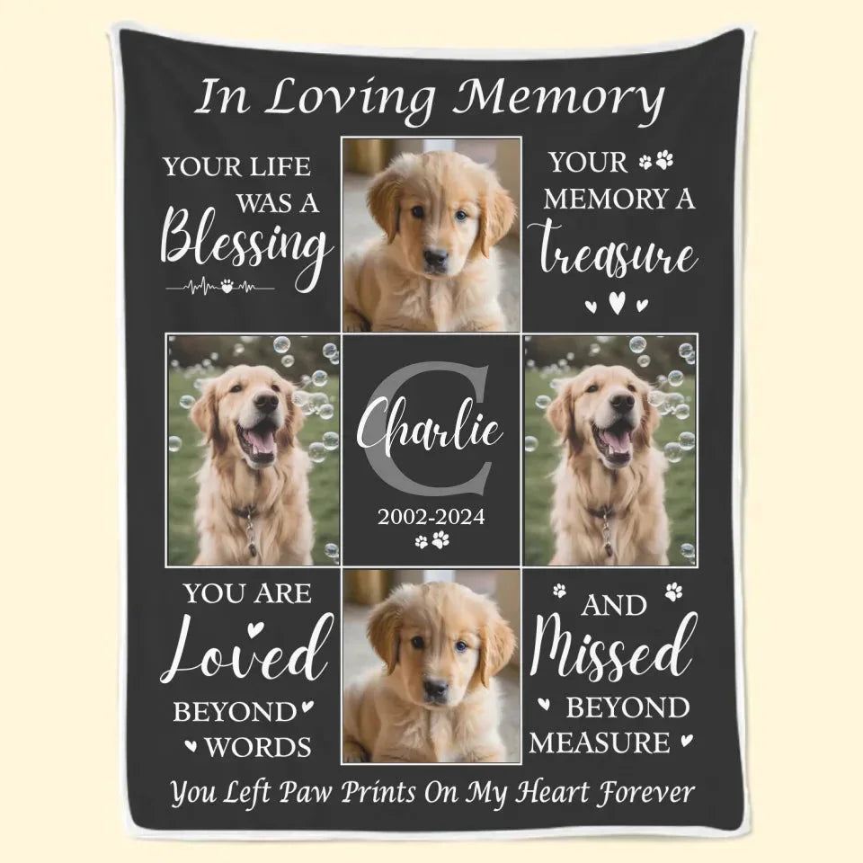 Personalized Pet Memorial Blanket – In Loving Memory Dog Memorial Gift - PersonalizedFury